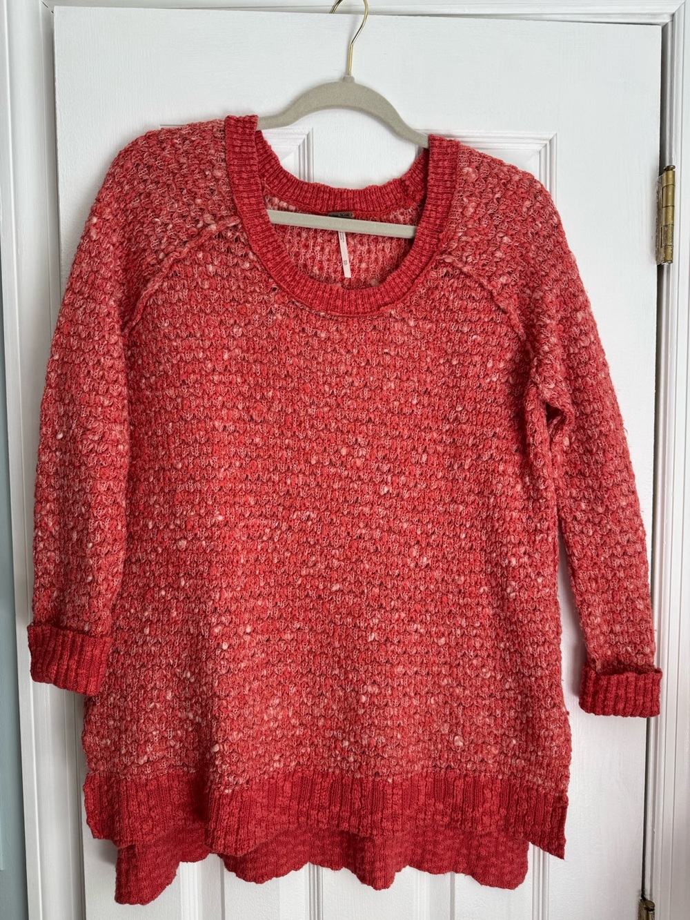 Free People Nantucket Red Side Slit Wool Blend Jeepster Pullover Sweater Size XS - Picture 6 of 16